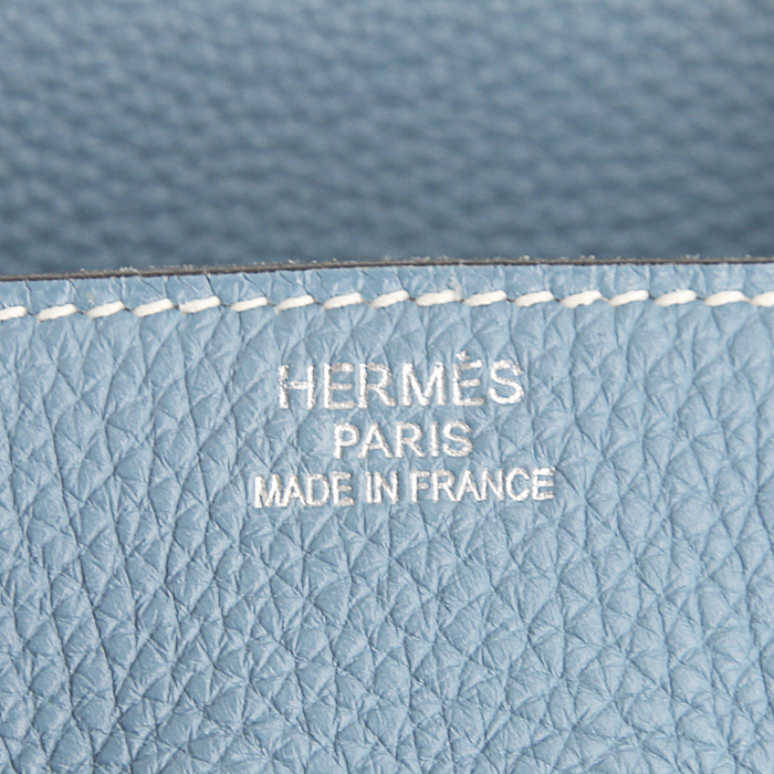 Hermes Birkin Shoulder handbag in blue jean togo leather - Detail D3