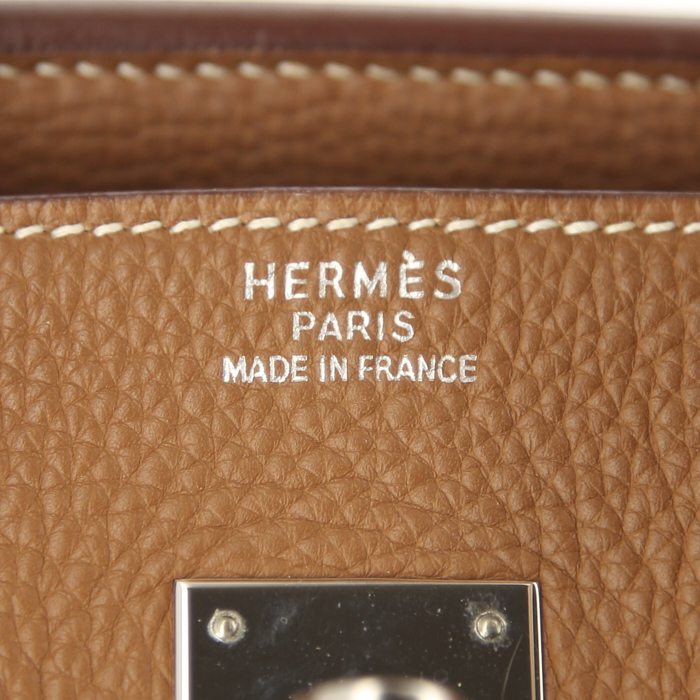 Hermes Birkin 35 cm handbag in gold leather taurillon clémence - Detail D3