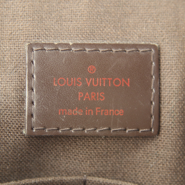 Louis Vuitton District messenger bag in ebene damier canvas and brown leather - Detail D3