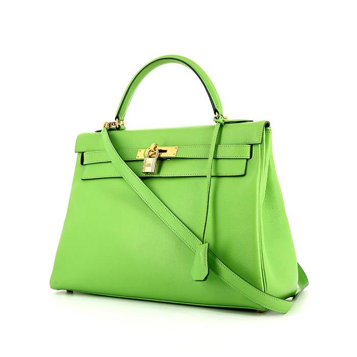 Hermes Shoulder Bag, crocodile leather vibrant green