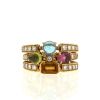 Articulated Bulgari Allegra large model ring in yellow gold,  diamonds and colored stones - 360 thumbnail