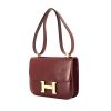Hermes Constance bag worn on the shoulder or carried in the hand in burgundy box leather - 00pp thumbnail
