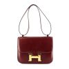 Hermes Constance bag worn on the shoulder or carried in the hand in burgundy box leather - 360 thumbnail