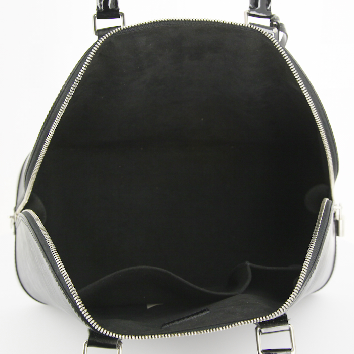 Borsa Louis Vuitton Alma modello grande in pelle verniciata nera e pelle Epi - Detail D2