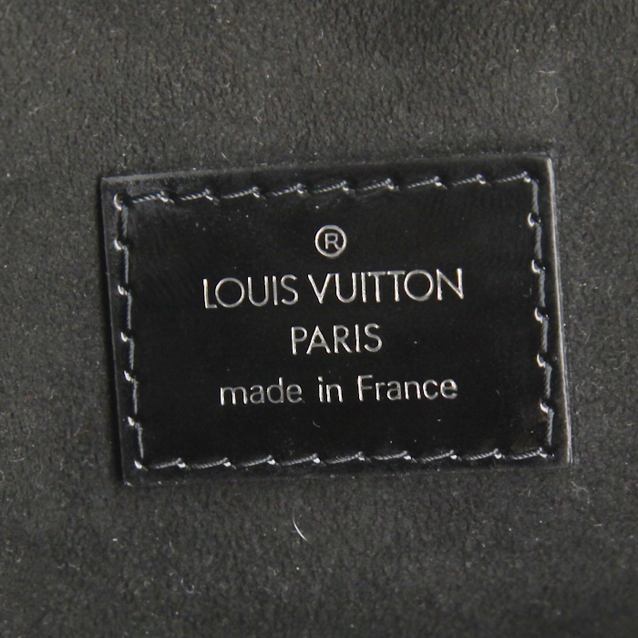 Sac à main Louis Vuitton Alma grand modèle en cuir vernis noir et cuir épi - Detail D3