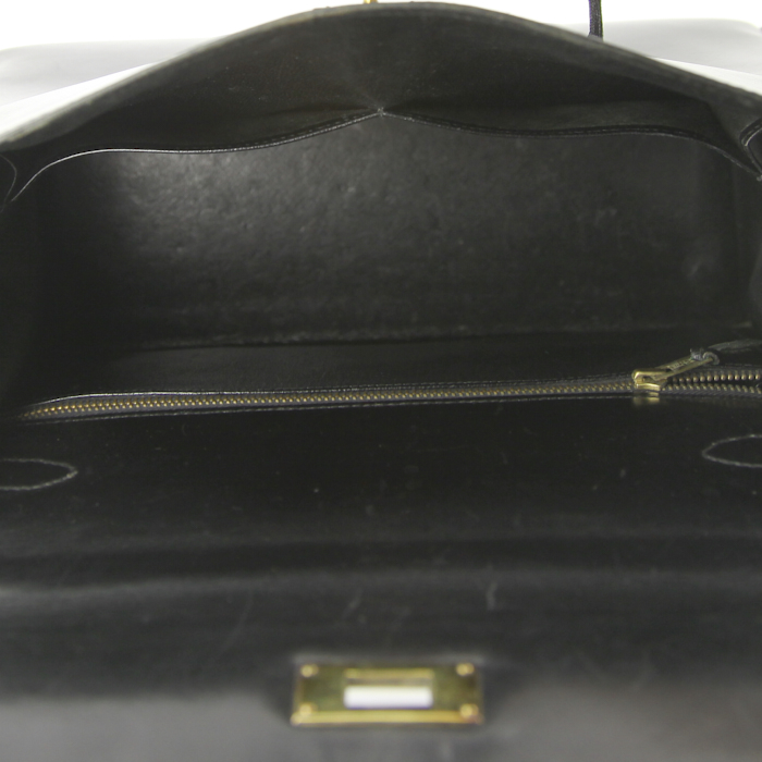 Sac à main Hermes Kelly 28 cm en cuir box noir - Detail D2