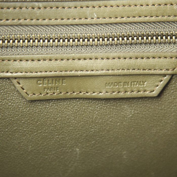 Borsa Celine Luggage Micro in pelle verde kaki - Detail D3