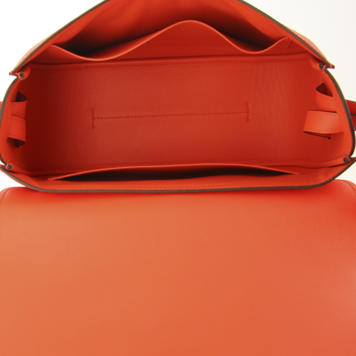 Borsa Hermes Harnais in pelle Epsom arancione Sanguine e pelle Swift arancione Sanguine - Detail D2