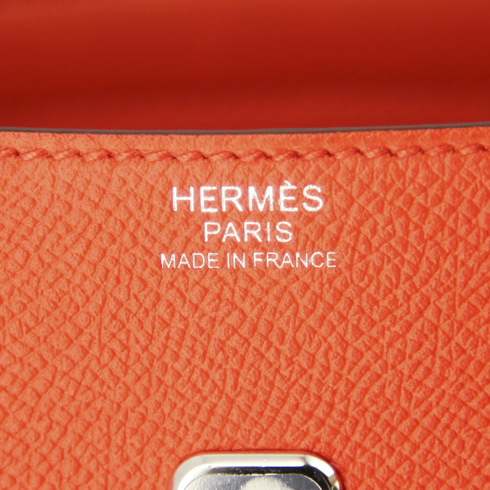 Borsa Hermes Harnais in pelle Epsom arancione Sanguine e pelle Swift arancione Sanguine - Detail D3