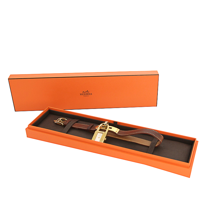 Hermes Kelly-Cadenas watch in gold plated Ref:  KE1.210 Circa  1990 - Detail D2