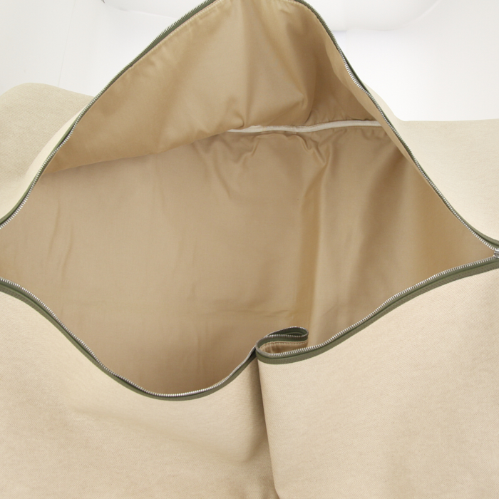 Hermès clothes-hangers in beige coated canvas and khaki leather - Detail D3