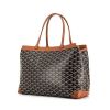 Goyard Bellechasse shopping bag in black and grey monogram canvas and brown leather - 00pp thumbnail