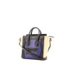 Celine Luggage Nano shoulder bag in blue, black and beige grained leather - 00pp thumbnail