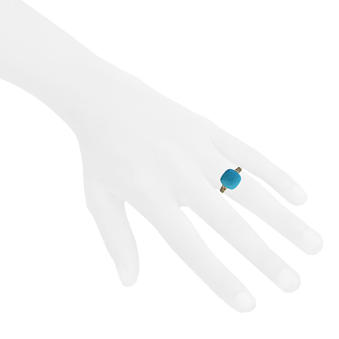 Pomellato Capri ring in white gold,  turquoise and diamonds - Detail D1