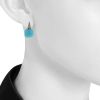 Pomellato Capri earrings in white gold,  diamonds and turquoise - Detail D1 thumbnail