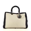 Dior Diorissimo large model handbag in white canvas and blue leather - 360 thumbnail