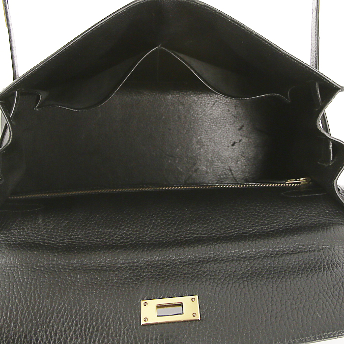 Sac à main Hermes Kelly 32 cm en vache Liégée noire - Detail D3