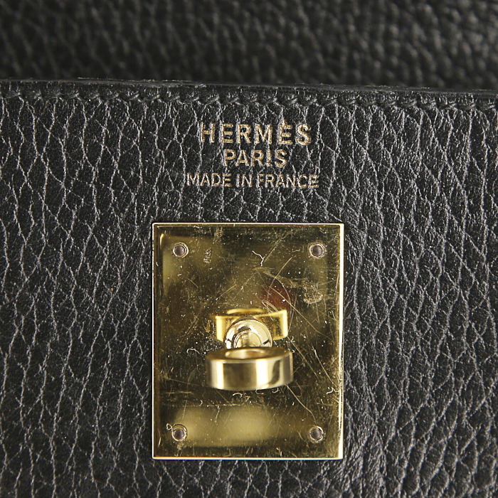 Sac à main Hermes Kelly 32 cm en vache Liégée noire - Detail D4