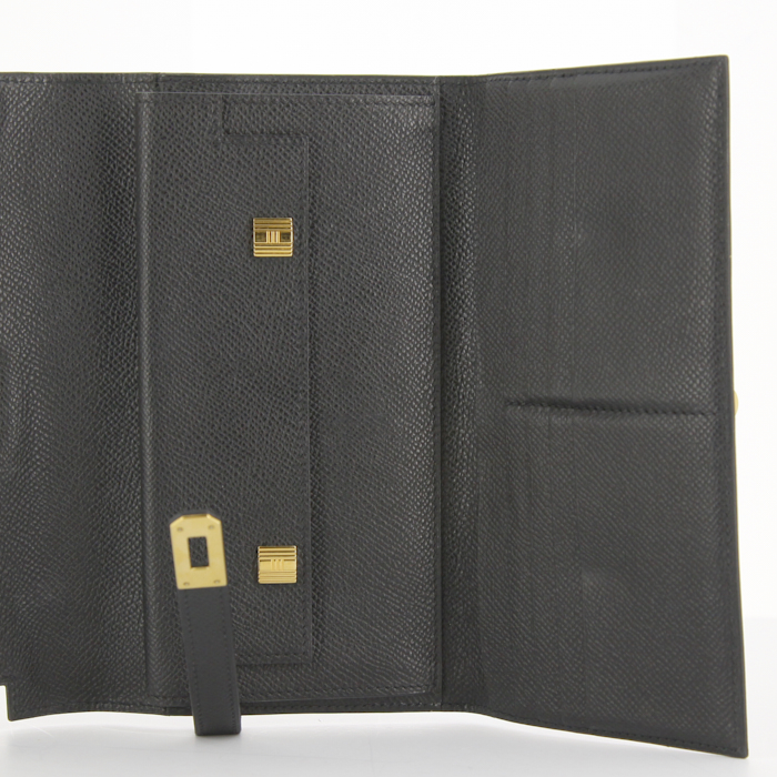 Portefeuille Hermes Kelly - Pocket Hand en cuir epsom noir - Detail D2