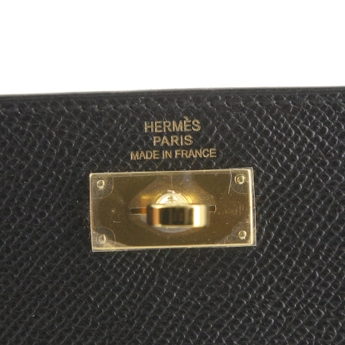 Billetera Hermes Kelly - Pocket Hand en cuero epsom negro - Detail D3