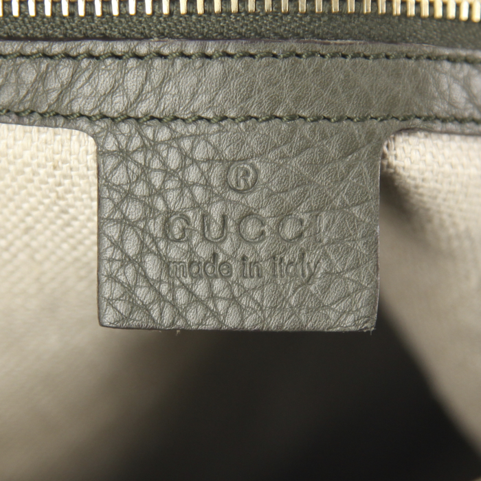 Borsa Gucci Greenwich Hobo in pelle martellata verde kaki e pitone verde kaki - Detail D3