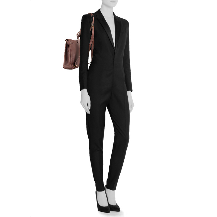 Zaino Hermes Kelly in pelle Epsom marrone - Detail D1