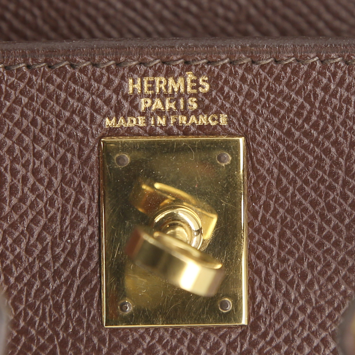 Zaino Hermes Kelly in pelle Epsom marrone - Detail D3