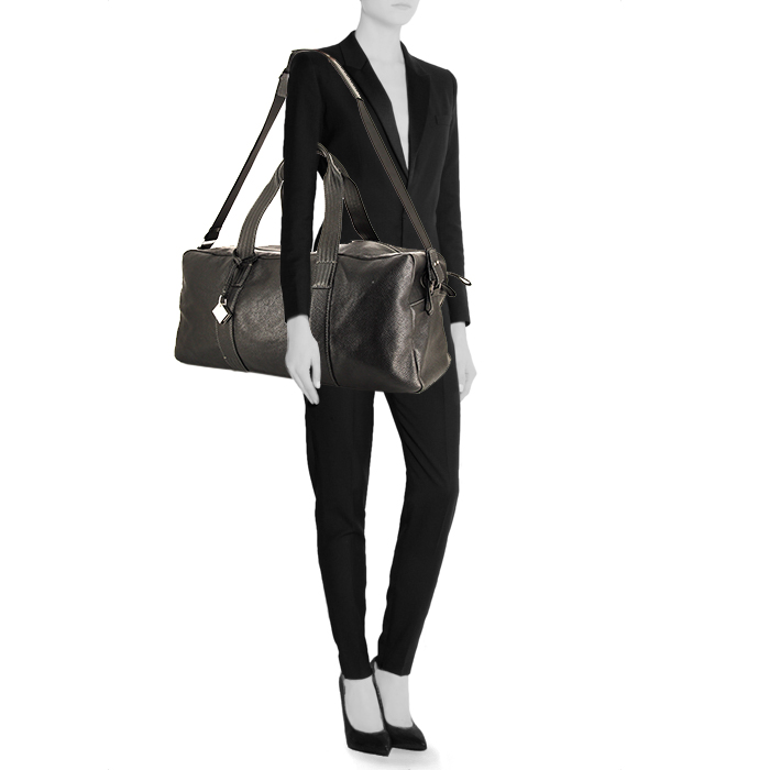 Bolsa de viaje Dupont en cuero negro - Detail D1