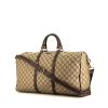 Bolsa de viaje Gucci en lona Monogram beige y cuero marrón - 00pp thumbnail