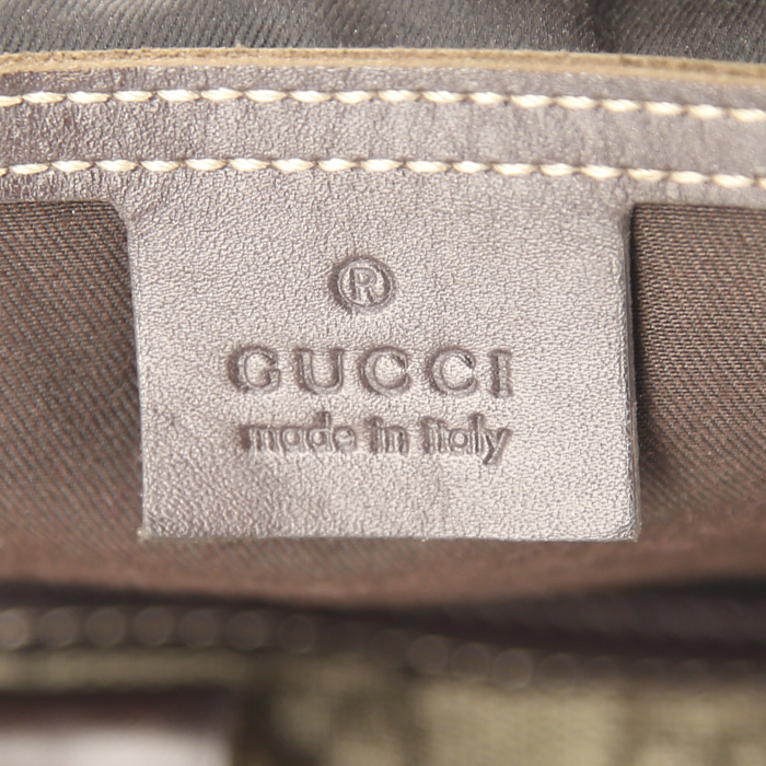 Bolsa de viaje Gucci en lona Monogram beige y cuero marrón - Detail D4