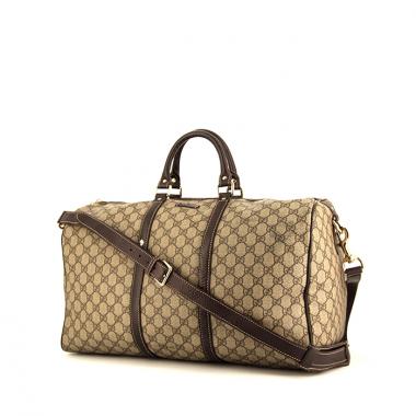 Sac de voyage Gucci en toile monogram beige et cuir marron