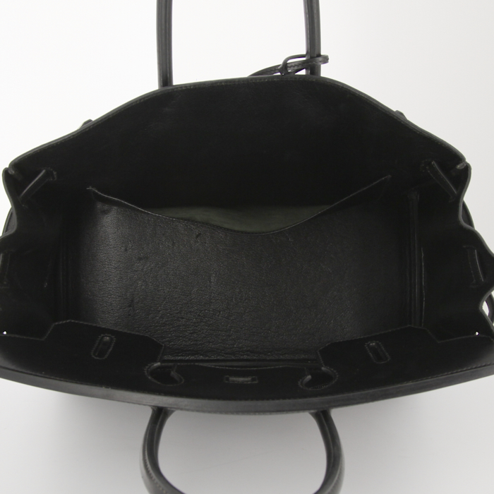 Bolso de mano Hermes Birkin 35 cm en cuero box negro - Detail D2