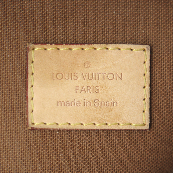 Bolsito de mano Louis Vuitton en lona Monogram y cuero natural - Detail D3