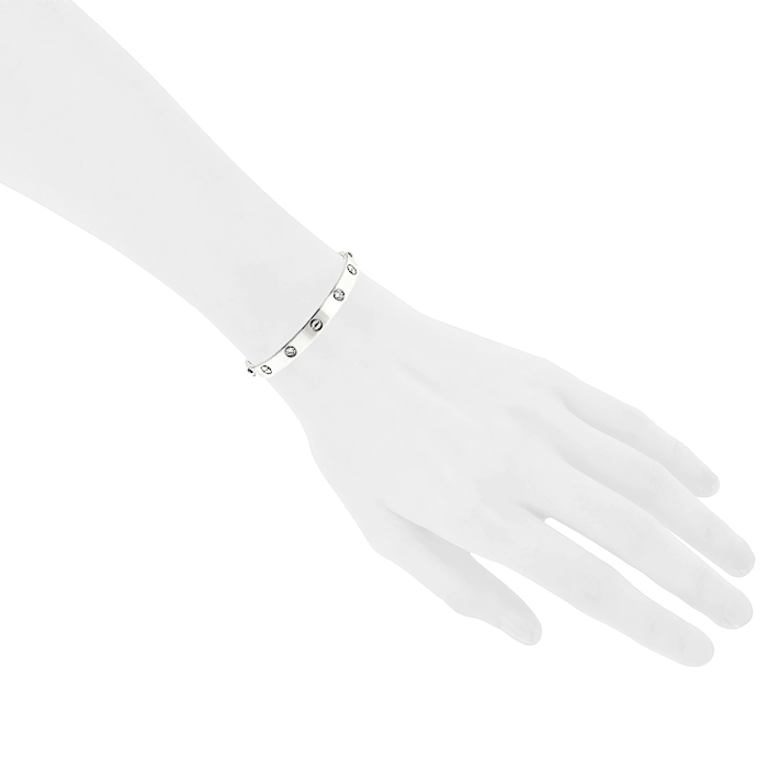 Brazalete Cartier Love en oro blanco y diamantes - Detail D1