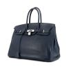 Hermes Birkin 35 cm handbag in blue leather taurillon clémence - 00pp thumbnail