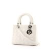 Dior Lady Dior medium model handbag in white leather cannage - 00pp thumbnail