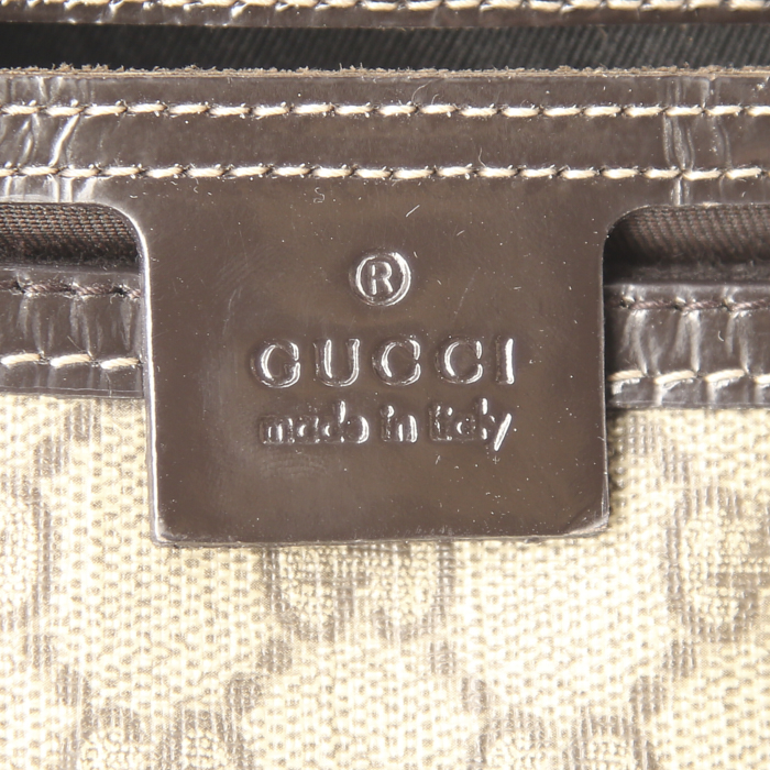 Sac à main Gucci Speedy en toile monogram enduite et cuir vernis marron-foncé - Detail D3