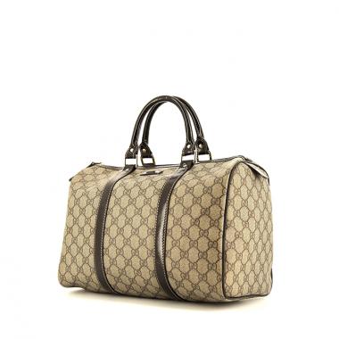 Sac à main Gucci Speedy en toile monogram enduite et cuir vernis marron-foncé