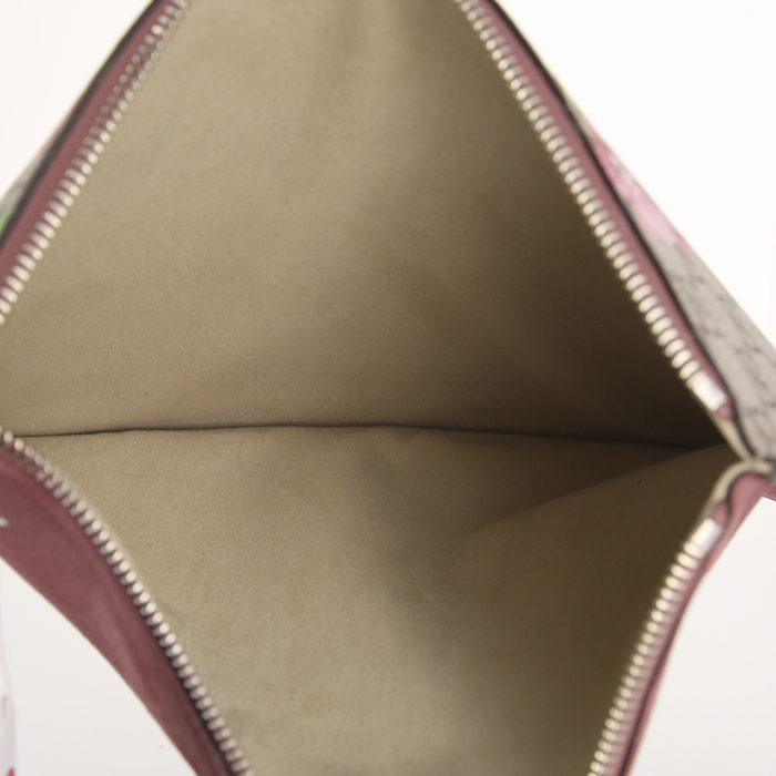 Pochette Gucci GG Blooms en toile monogram beige et ébène et daim rose - Detail D2