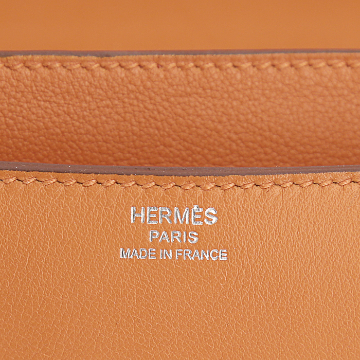 Borsa a tracolla Hermès Constance Elan in pelle Swift arancione - Detail D4