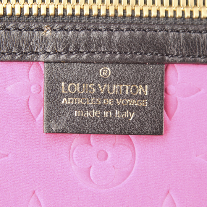 Sac cabas Louis Vuitton en tissu monogram rose et cuir noir - Detail D3