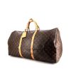 Bolsa de viaje Louis Vuitton Keepall 60 cm en lona Monogram y cuero natural - 00pp thumbnail