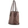 Shopping bag Louis Vuitton Bucket modello piccolo in tela a scacchi ebana e pelle marrone - 00pp thumbnail