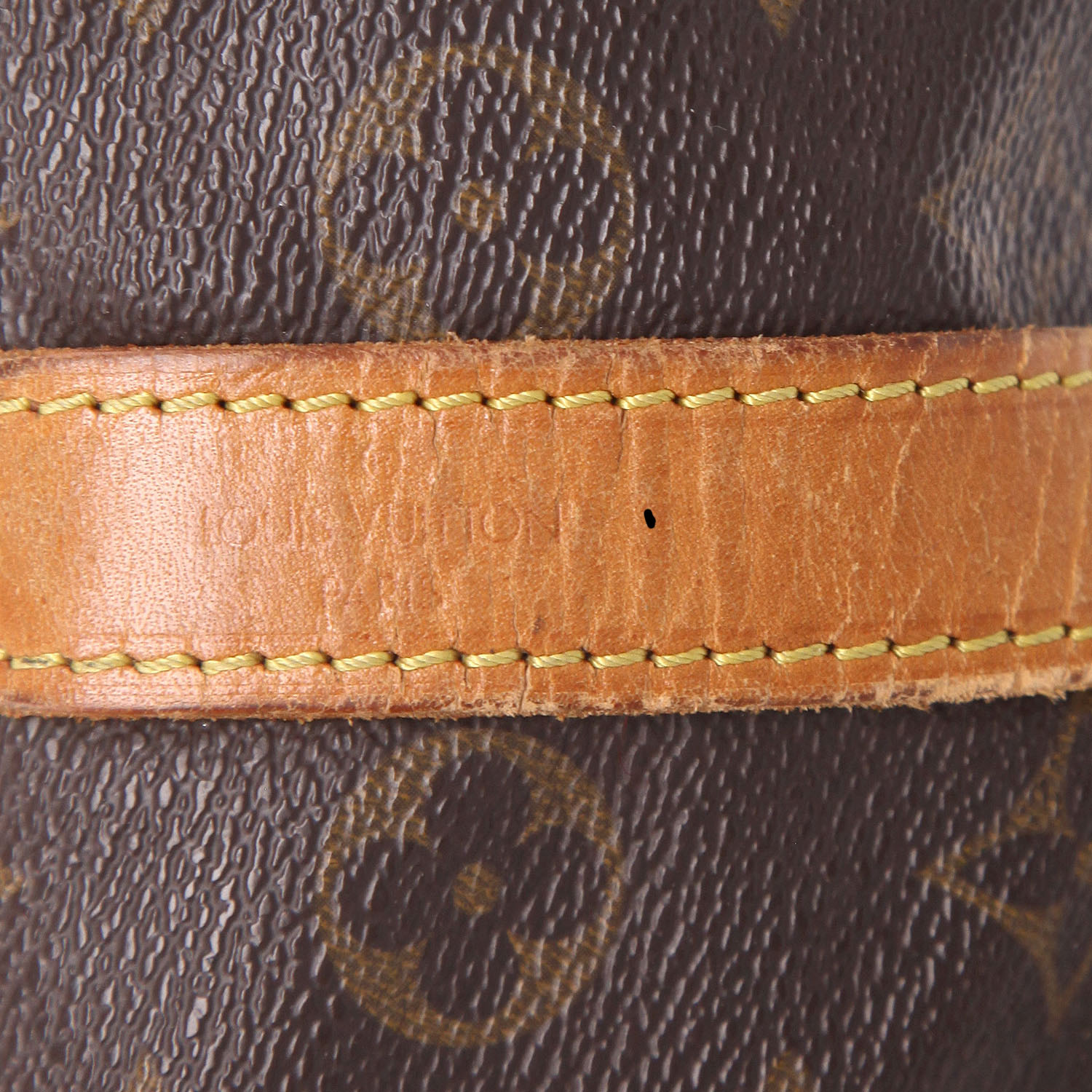 Borsa Louis Vuitton  Petit Noé in tela monogram marrone e pelle naturale - Detail D2