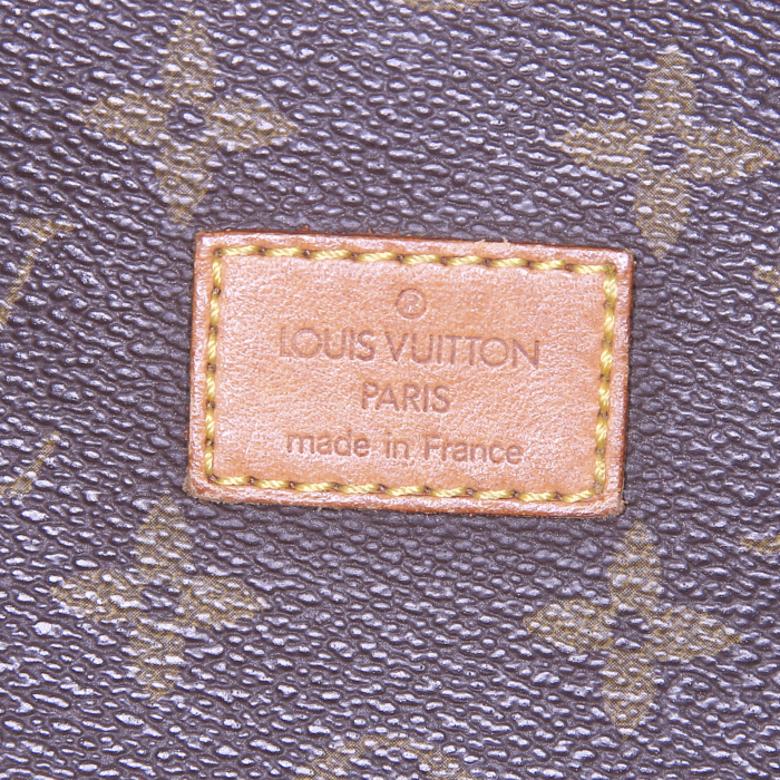 Borsa a tracolla Louis Vuitton Saumur modello grande in tela monogram cerata marrone e pelle naturale - Detail D3