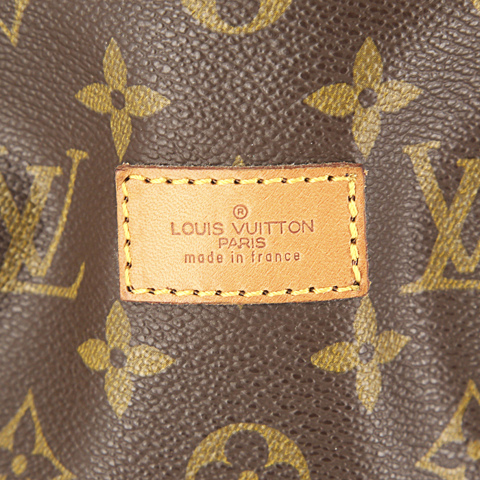 Bolso bandolera Louis Vuitton Saumur modelo grande en lona Monogram revestida marrón y cuero natural - Detail D3