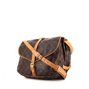 Borsa a tracolla Louis Vuitton Saumur modello grande in tela monogram cerata e pelle naturale
