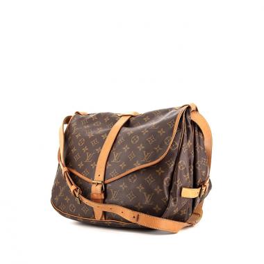 Borsa a tracolla Louis Vuitton Saumur modello grande in tela monogram cerata e pelle naturale