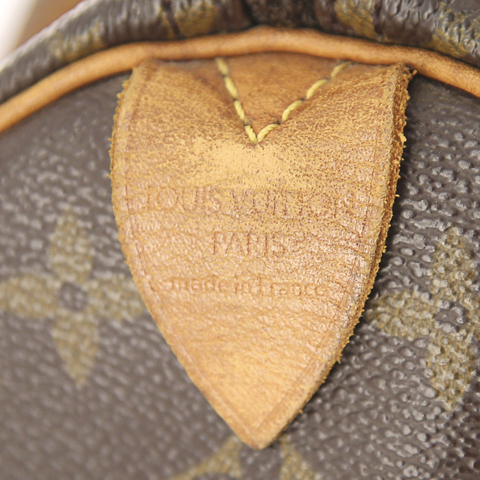 Louis Vuitton Speedy 25 cm handbag in monogram canvas and natural leather - Detail D3