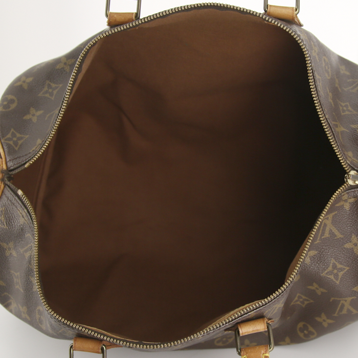 Sac à main Louis Vuitton Speedy 40 en toile monogram marron et cuir naturel - Detail D2